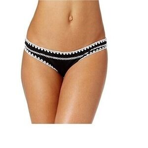 Bar III BLACK/WHITE Stitches Hipster Bikini Swim Bottom, US X-Large NWT